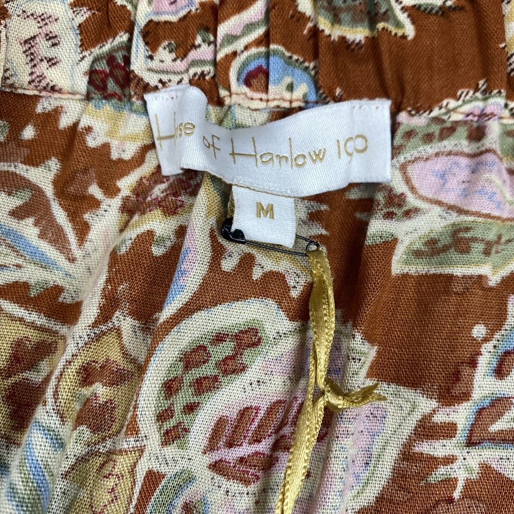 House Of Harlow Women's Maxi Tiered Ruffle Dress Sz M Rust Floral Flutter Sleeve - Picture 9 of 13